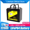 Liitokala 12.8v 120AH LIFEPO4 Batteri DIY 12V 24V 36V 48V Batteripaket för Start Vehicle Car Golf Cart Ups Hushållsapparater Inverterare/14.6V20A Laddare