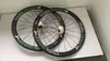 Newest style bike carbon wheels white green rabbit bicycle wheel 700x25mm disc brakes U shaped tubular cycling wheels tubuless