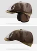 TOHUIYAN Classic Leather Newsboy Cap For Men Autumn Winter Warm Octagonal Hat Snap Brim Collection Hats Gentleman Beret Caps Y200110