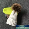 Winter Brand Female Fur Pom Poms Hat Winter Women Girl 's Hat Knitted Beanies Cap Hat Thick Women Skullies Beanies