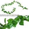 Fake Leaves Green Artificial Garland Hanging Plant Vine , For Home Garden Wedding Wall Party Room Decoration Decorative Flowers