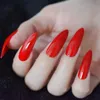 Yanlış tırnaklar kırmızı keskin uç yapay tırnak uçları alev ekstra uzun tam sahte parmak stiletto shine lady 24pcs prud22