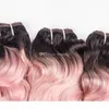 Rose ondulé péruvien vierge cheveux humains paquets deux tons 1b rose Ombre cheveux armure vague profonde bouclés trame de cheveux 3 pièces Lot7398495