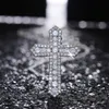 Unikalny hip hop Vintage biżuteria musujące 925 Sterling Silver Full White Topaz Cross Wisiorek Party Kobiety Mężczyźni Ślub Clavicle Naszyjnik Prezent