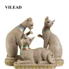 VILEAD Grès Egypte Chat Statue Religieux Fengshui Figurines Animal Statuettes Creative Vintage Home Decor Chat Sculpture Cadeaux T200703