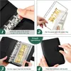 A6 PU Leather Binder Budget Cash Envelope Organizer Personal Wallet 12 Binder Pockets Zipper Folders for Planner Saving Money sxaug15