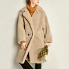 PUDI moda donna vera pelliccia di pecora sopra il cappotto ragazza tempo libero giacca tinta unita color orsacchiotto over size parka ct817 201103