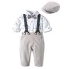 Giyim Setleri Romper Giysileri Set Bebek Çocuk Için Yay Şapka Beyefendi Çizgili Yaz Suit Toddler Çocuk Bodysuit Bebek