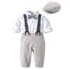 Clothing Sets Romper Clothes Set For Baby Boy With Bow Hat Gentleman Striped Summer Suit Toddler Kid Bodysuit Infant