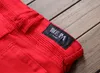 MEN039 di alta qualità Men039 Stitch a pieghe rosse jeans rossi uomini designer jeans famoso marca slim fit maschili jeans pantaloni denim 71196819351
