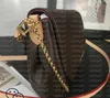 Klassisk designerkedja crossbody-väskor clutch 40718 damblomma läder väska handväska handväskor Mode Axelväskor rutor rutigt 28cm
