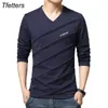 Marka Tfetters T Shirt Erkek Tasarım V-yakalı Uzun Kollu T-Shirt Plus Boyut Tişört İnce Pamuk Üstleri Tees Camisetas Erkek 201203 Will -shirt -shirt Ops Ees