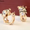 Donia jewelry luxury stud European and American fashion double ring leopard titanium steel micro-set zircon three-color creative designer earrings