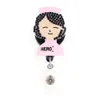 1pc / 5pcs / 10st Cute Retractable Rhinestone Enam Animal Cows Hero Black Nurse Badge Reel Holder för dekoration