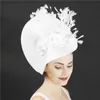 Stingy Brim Hats Wedding Party Flower Headwear For Womnen Occasion Fedora Cap Fancy Feather Headpiece Headband Ladies Fashion Millinery Cao1
