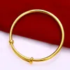 Smooth Solid Jewelry Expandable Bangle 18k Yellow Gold Filled Womens Bracelet 60mm*4mm