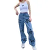 Vrouwen Hoge Taille Jeans Baggy Broek Casual Vlinder Gedrukt Wijde Pijpen Broek Denim Streetwear Dames E-girl Pantalones Mujer