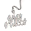 Hip Hop Custom Name Letter Collier Pendent avec chaîne de corde de 24 pouces Gol Silver Bling Zirconia Men Pendant Jewelry2083