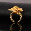 U7 Vintage Big Bracelets أساور الكفة والخاتم الذهبي لون مجوهرات زهرة رائعة للنساء هدية الزفاف S561 201222