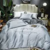Conjuntos de cama lavado conjunto de seda confortável king size home quarto cama capa de colcha de cor sólida edredão 4 peças1