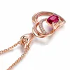 Red Diamond Heart pendant Necklace Rose gold chains necklaces for women fashion jewelry will and sandy