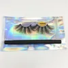 5D Mink Eyelashes 25mm Faux Mink Lashes with Self Adhesive Eyeliner Glue Full Volume False Eyelashes Eye Makeup Soft Long 3D Mink Eyelashes