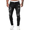 Męskie rozryte chude dżinsy niebieskie Slim Fit Otóra Pencil Pentes Casual Biker Spodnie Streetwear 2021 Wysoka jakość dżinsowa odzież W22260R