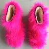 Asileto Women Winter Shoes Boots Furry本物の本物の毛むくじゃらのエスキモーブーツ女性羽毛ふわふわブーツ屋外の足首ブーツボタT554 201029