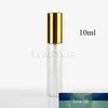 20 pçs / lote 5ml 10ml de ouro prata tampa de vidro transparente vazio perfume de perfume de perfume frascos de alumínio de pulverização para viagem