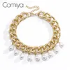 Chokers comiya halsband för kvinnor guld silver färg zink legering mujer akryl pärlor vatten droppform hänge femme uttalande halsband1