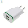 100pcs/lot LED Light 2 Ports USB Charger Cable EU US Plug 5V 2A Mobile Phone Wall Adapter For iPhone 6 7 iPad Samsung Charging Device