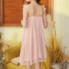 Women's Sleepwear Women Cotton Nightgowns Sexy Lace Nightdress Sleeveless Backless Bowknot Nightwear Princess Style Vintage352b