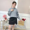 Autumn And Winter Women's Fashion Rabbit Fur Decorative Sleeve Sweater Solid Color Pullover Sweater Sweater 201222