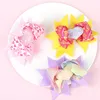 15863 Nya Europa Mode Baby Girls Ribbon Bowknot Barrette Giltter Heart Hair Clip Multi-Layer Barnsidan Klipp Barretterar 23 färger