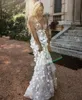 Sexy A Line Wedding Dresses Deep V Neck Illusion Appliqued Boho Bridal Gowns Plus Size vestido de novia Custom Made