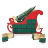Christmas Sleigh Tree Wooden Advent Calendar Countdown Xmas Party Decor 24 Drawers with LED Light Ornament 201127