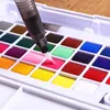 48 cores pigmento tintas de aquarela sólida conjunto com cor de água portátil pincel caneta profissional pintura arte suprimentos para crianças 201226