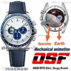 OSF MoonWatch Silver Snoop Nagroda Podręcznik kręty Chronograp Mens Watch 50. rocznica biała wybieranie niebieski nylonowy pasek tkaniny Pureteme prawdziwa animacja mechaniczna