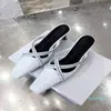2022 spring and summer high-heeled slippers Baotou wear cross strap rhinestone leather square head fish mouth thick heel women sandals 6636