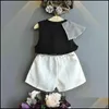 Ensembles de vêtements bébé enfants bébé, maternité mignon enfants vêtements été lotus feuille manches amp shorts 2 pièces mode coréenne petites filles coût