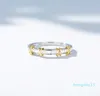 Infinity Brand New Luxury Jewelry Pure 100 925 Sterling Silver Separate Gold Princess Cut White Topaz Diamond Wedding Band Ring f4076100