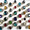 Bulk lots 30pcs Multi-styles Mix Big Zircon Stone Silver Rings for Women Vintage Mens Luxury Antique Crystal Rings Whole Weddi218C