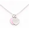 Pendant Neckalce Hot Design New Brand Heart Love Necklace For Women Stainless Steel Accessories Zircon Green Pink Women Jewelry Gift T1M3