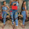 Dames Cartoon Patchwork Denim 2pcs Ensembles Tendance De La Mode Sling Gilet Tops Jeans Skinny Femmes Costumes Designer Été Femme Sexy Pantalon Deux Pièces