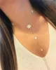 Micro pavé cz estrella brillante estrella del Norte encanto largo mujer cadena collar Y lazo verano sexy mujer moda estrella diseño joyería 1956