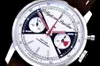 2021 Nuovo GF Premier Top Time ETA A7750 Cronografo automatico Orologio da uomo quadrante nero bianco Pelle marrone Migliore edizione 41mm PTBL Puretime A35