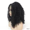 Black Color Kinky Curly Synthetic Lacefront Wig 14~26 inches Pelucas High Temperature Fiber Lace Front Wigs 19824-1