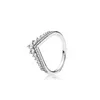 Kvinnors 925 Sterling Silver Wedding Rings Cubic Zirconia Diamanter för Pandora Princess Wish Ring Zigzag Engagement Ladies Present med låda