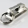Nyckelringar 1st fjäderklipp på bältet dubbla slingor Silver Keychain Key Chain Ring KeyFob grossist Dropship1