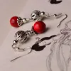 Bengelen kroonluchter etnische drop -oorbellen hangen voor vrouwen rode natuursteen bal zink legering pompoen haak stijl vintage eenvoudige sieraden 20211